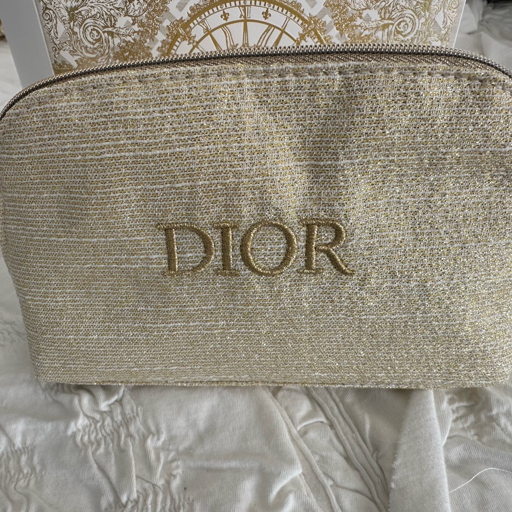 Dior Gold Cosmetic Pouch New in Box